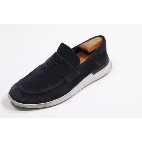 Wolf & Shepherd Navy Blue Suede Crossover Penny Loafers Mens US 12 M - Picture 1 of 11